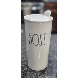 Rae Dunn Artisan collection BOSS Travel Tumbler Mug w/Suction Lid